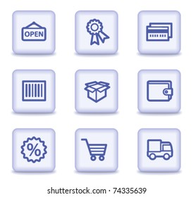 Shopping web icons set 2, light violet glossy buttons