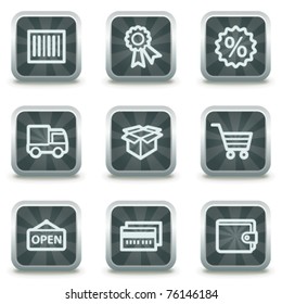 Shopping web icons set 2, grey square buttons
