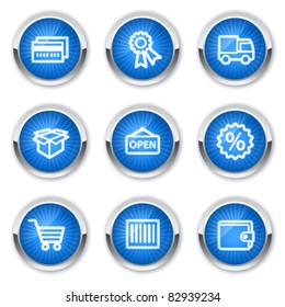 Shopping web icons set 2, blue  buttons
