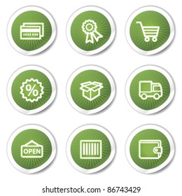 Shopping-Web-Symbole Set 2, grüne Aufkleber