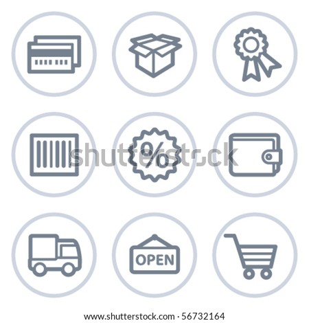 Shopping web icons set 2, white circle series