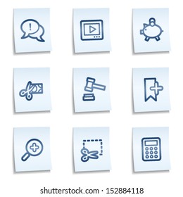 Shopping web icons set 3, blue notes 