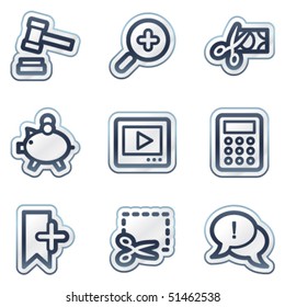 Shopping web icons set 3, deep blue contour sticker series