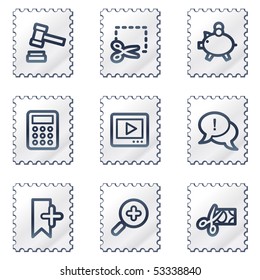 Shopping web icons set 3, white stamp series