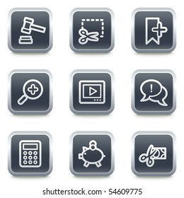 Shopping web icons set 3, grey square buttons