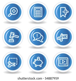 Shopping web icons set 3, blue glossy circle buttons