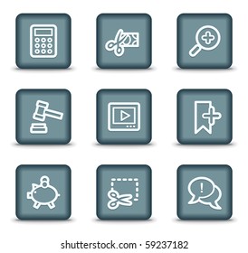 Shopping web icons set 3, grey square buttons