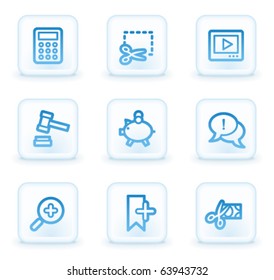 Juego de iconos web de compras 3, botones cuadrados blancos