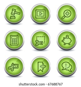 Shopping web icons set 3, green glossy set