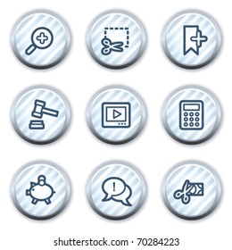Shopping web icons set 3, stripped light blue circle buttons