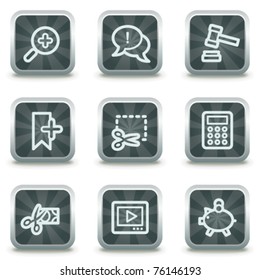 Shopping web icons set 3, grey square buttons