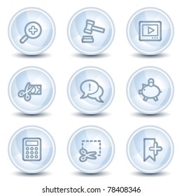 Shopping web icons set 3, light blue glossy circle buttons