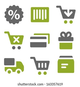 Shopping web icons set, kiwi series