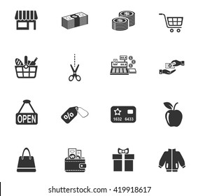 shopping web icons for user interface design