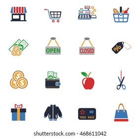shopping web icons for user interface design