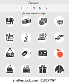 shopping web icons for user interface design