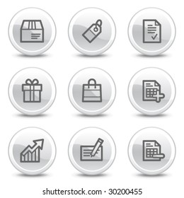 Shopping web icons, white glossy circle buttons series