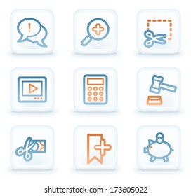 Shopping-Web-Symbole, weiße Quadrat-Schaltflächen