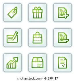 Shopping-Web-Symbole, Serie mit weißen Quadrats-Schaltflächen