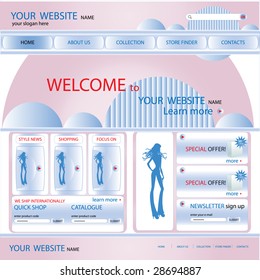 shopping web site design template, vector
