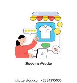 Ilustración del vector de diseño plano del sitio web de compras. Ilustración de acciones