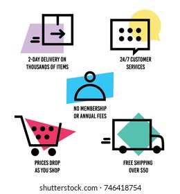 Shopping website icons vector illustration