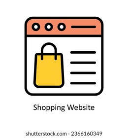 Shopping Website vector Fill outline Icon Design illustration. Web store Symbol on White background EPS 10 File 