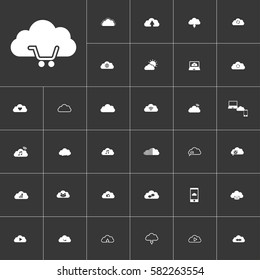 shopping. white clouds icon set on gray background to use in web and mobile UI