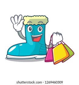 Shopping winter boots fur isolated on mascot