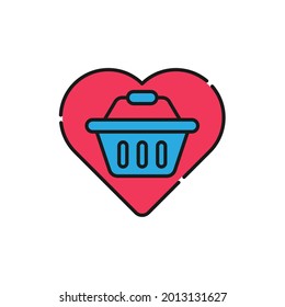 Shopping Wish List icon Vector Illustration. Shopping Wish List with Love Shape icon design concept for e-commerce, online store and marketplace website, mobile, logo, symbol, button, sign, App UI