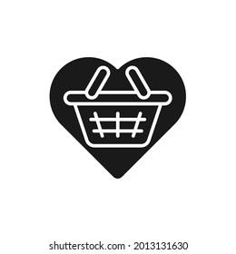 Shopping Wish List icon Vector Illustration. Shopping Wish List with Love Shape icon design concept for e-commerce, online store and marketplace website, mobile, logo, symbol, button, sign, App UI