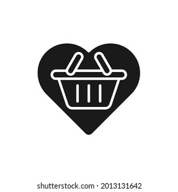 Shopping Wish List icon Vector Illustration. Shopping Wish List with Love Shape icon design concept for e-commerce, online store and marketplace website, mobile, logo, symbol, button, sign, App UI