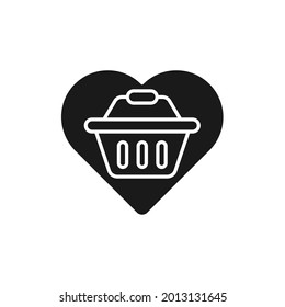 Shopping Wish List Symbol Vektorgrafik. Shopping Wish List mit Liebe Form Symbol Design-Design-Konzept für E-Commerce, Online-Shop und Marktplatz Website, Mobile, Logo, Symbol, Button, Zeichen, App UI