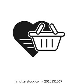 Shopping Wish List icon Vector Illustration. Shopping Wish List with Love Shape icon design concept for e-commerce, online store and marketplace website, mobile, logo, symbol, button, sign, App UI