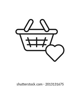 Shopping Wish List icon Vector Illustration. Shopping Wish List with Love Shape icon design concept for e-commerce, online store and marketplace website, mobile, logo, symbol, button, sign, App UI