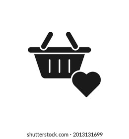 Shopping Wish List icon Vector Illustration. Shopping Wish List with Love Shape icon design concept for e-commerce, online store and marketplace website, mobile, logo, symbol, button, sign, App UI