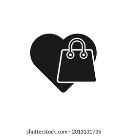 Shopping Wish List icon Vector Illustration. Shopping Wish List with Love Shape icon design concept for e-commerce, online store and marketplace website, mobile, logo, symbol, button, sign, App UI