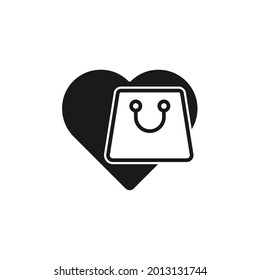 Icono de lista de deseos de compra Ilustración vectorial. Lista de deseos de compras con forma de amor concepto de diseño de iconos para comercio electrónico, tienda online y sitio web de mercado, móvil, logotipo, símbolo, botón, signo, interfaz de usuario de la aplicación