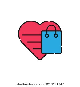 Shopping Wish List icon Vector Illustration. Shopping Wish List with Love Shape icon design concept for e-commerce, online store and marketplace website, mobile, logo, symbol, button, sign, App UI
