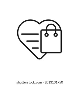 Icono de lista de deseos de compra Ilustración vectorial. Lista de deseos de compras con forma de amor concepto de diseño de iconos para comercio electrónico, tienda online y sitio web de mercado, móvil, logotipo, símbolo, botón, signo, interfaz de usuario de la aplicación