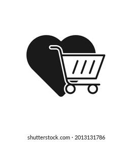 Shopping Wish List icon Vector Illustration. Shopping Wish List with Love Shape icon design concept for e-commerce, online store and marketplace website, mobile, logo, symbol, button, sign, App UI