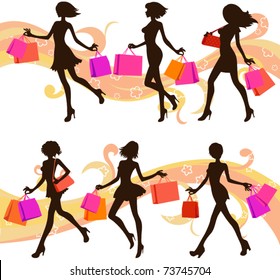 Shopping woman silhouettes