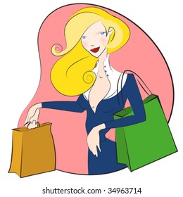 shopping women vector