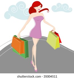 shopping women vector