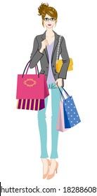 Shopping women, who wearing glasses