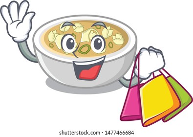 Shopping wonton soup isolated in the character