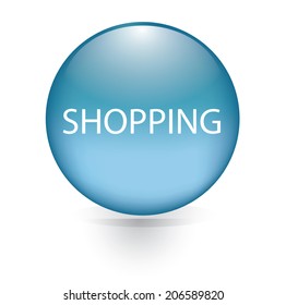 Shopping word blue button