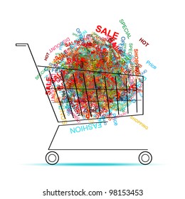 Shopping words in cart for your design