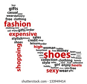 Shopping Words High Heel Shape