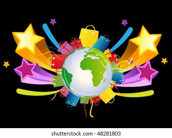 mundo de compras - icono vector